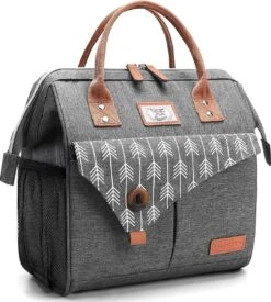 HN® Lunchtas Grijs Pijlen, Geïsoleerde Koeltas, Lekvrij, Extra Grote Opening Voor De Lunch Box, 25×16,5×26cm Design Heren En Dames -Gekoelde Tassen Winkel 1079x1200 1
