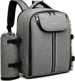 Kono Koeltas - Koelrugzak - Picknick - Picknicktas Met Flessenhouder - Koelrugtas Met Picknickkleed - Grijs (E6915 GY) -Gekoelde Tassen Winkel 1108x1200