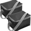 Trendoz Set Van 2x Stuks Kleine Koeltas Zwart Voor 6 Blikjes Met Rits En Draagband - Lunch-drankjes-medicijnen - 20 X 13 X 13 Cm