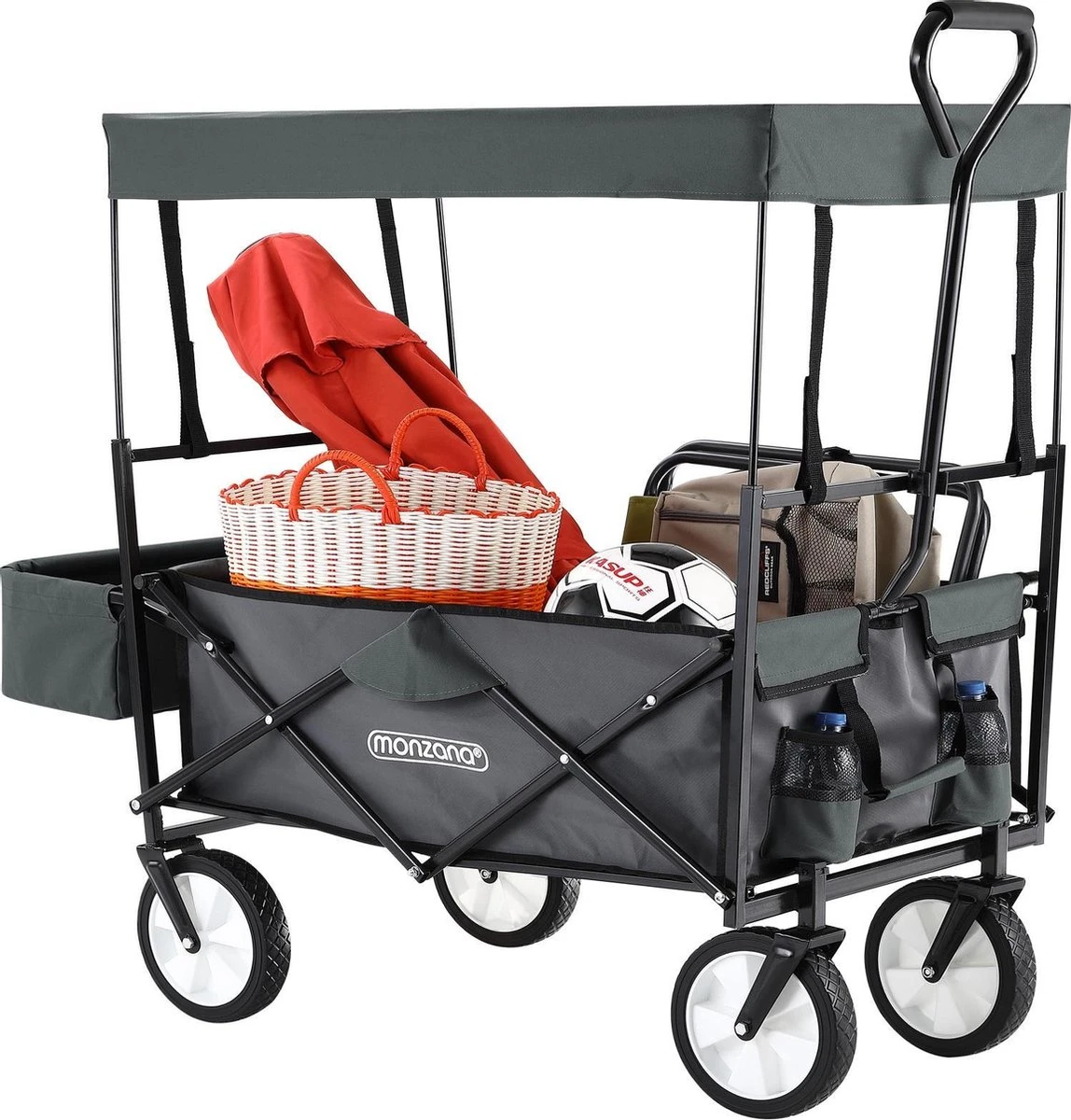 Monzana Bolderkar Opvouwbaar - 100 Liter - Met Afneembaar Dak Grijs 5 Monzana Bolderkar Opvouwbaar - 100 Liter - Met Afneembaar Dak Grijs - Afbeelding 5