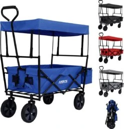 AREBOS Handwagen Vouwbare Dak Handwagen Vouwbare Trolley Uitrustingswagen Blauw