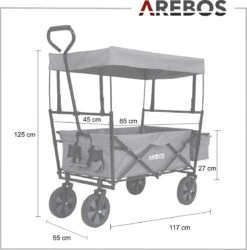 AREBOS Handwagen Vouwbare Dak Handwagen Vouwbare Trolley Uitrustingswagen Grijs -Gekoelde Tassen Winkel 1187x1200 3