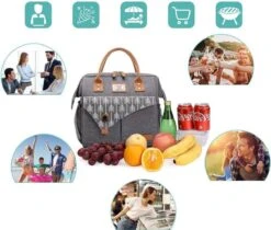 HN® Lunchtas Grijs Pijlen, Geïsoleerde Koeltas, Lekvrij, Extra Grote Opening Voor De Lunch Box, 25×16,5×26cm Design Heren En Dames -Gekoelde Tassen Winkel 1200x1022