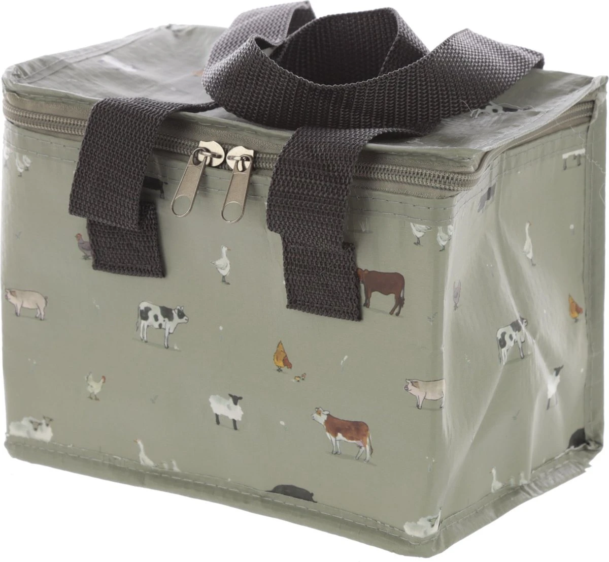 Kleine Koeltas Voor Lunch Grijs Met Boerderij Dieren Print 16 X 21 X 14 Cm 4,7 Liter - Koeltassen 1 Kleine Koeltas Voor Lunch Grijs Met Boerderij Dieren Print 16 X 21 X 14 Cm 4,7 Liter - Koeltassen