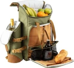 Cabinmax Koeltas - Koelrugzak - Picknick - Picknicktas Met Flessenhouder - Koelrugtas 24L - Olive Green -Gekoelde Tassen Winkel 1200x1110