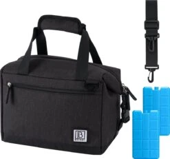 Brisby 4 Laags Geïsoleerde Koeltas - Lunchtas 12 Liter - Extra Ruimte Uitvouwbaar- Zwart