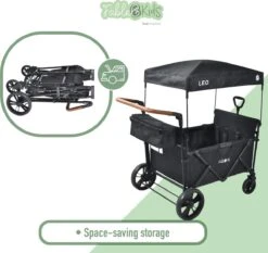 FableKids LEO X4Lite Opvouwbare Handkar Met Dak Onyx Zwart -Gekoelde Tassen Winkel 1200x1131 6