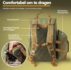 Cabinmax Koeltas - Koelrugzak - Picknick - Picknicktas Met Flessenhouder - Koelrugtas 24L - Olive Green -Gekoelde Tassen Winkel 1200x1169