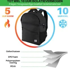 Brisby 4 Laags Geïsoleerde Koeltas Rugzak - 25 Liter - Met Handige Vakken Voor Bestek En Essentials - Waterafstotend Materiaal - Zwart -Gekoelde Tassen Winkel 1200x1178 9