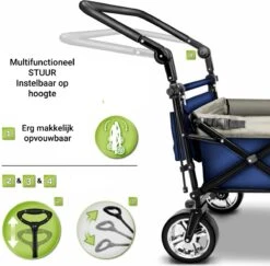 Tresko- Bolderkar, Grijs, Opvouwbaar, Met Dakje, Geschikt Tot 80 Kg - Bolderwagen - Kinderenvervoer - Bolderkarren - Tuinkar - Kinderwagen -Gekoelde Tassen Winkel 1200x1182 7