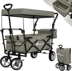 Tresko- Bolderkar, Grijs, Opvouwbaar, Met Dakje, Geschikt Tot 80 Kg - Bolderwagen - Kinderenvervoer - Bolderkarren - Tuinkar - Kinderwagen -Gekoelde Tassen Winkel 1200x1192 5