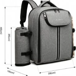 Kono Koeltas - Koelrugzak - Picknick - Picknicktas Met Flessenhouder - Koelrugtas Met Picknickkleed - Grijs (E6915 GY) -Gekoelde Tassen Winkel 1200x1199