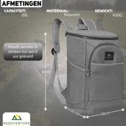 Needventure Koeltas - Lunchtas - Koelrugtas - Picknicktas - 20 Liter - Flessenhouder - Bieropener - Grijs 14 Needventure Koeltas - Lunchtas - Koelrugtas - Picknicktas - 20 Liter - Flessenhouder - Bieropener - Grijs -Gekoelde Tassen Winkel 1200x1200 191
