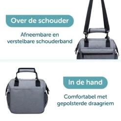 ForDig Lunchtas Grijs - Koeltas Gemaakt Van 600D Polyester Met PEVA-Voering - Ruimte Voor Lunchtrommel / Snacks / Blikjes - Koel Tas Met Mesh Opbergruimtes En Ruimte Voor Bestek - Lunch Tas Cool Bag - Coolerbag - Kleine Cooler -Gekoelde Tassen Winkel 1200x1200 203