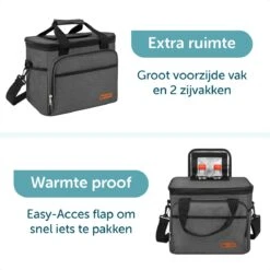 ForDig Koeltas L Zwart (15 Liter) - Gemaakt Van 600D Polyester Met PEVA-Voering - Ruimte Voor 20 Blikjes Of 10 Halve Liter Flessen - Opvouwbaar Koel Tas Met Easy-Acces Flap - Ruimte Voor Bestek - Picknick Cool Bag - Coolerbag - Grote Cooler -Gekoelde Tassen Winkel 1200x1200 242