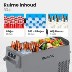Auronic Elektrische Koelbox - 30.4L - Compressor - 12V En 240V - Grijs 16 Auronic Elektrische Koelbox - 30.4L - Compressor - 12V En 240V - Grijs -Gekoelde Tassen Winkel 1200x1200 371