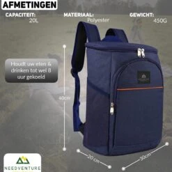 Needventure Koeltas - Lunchtas - Koelrugtas - Picknicktas - 20 Liter - Flessenhouder - Bieropener - Blauw -Gekoelde Tassen Winkel 1200x1200 39