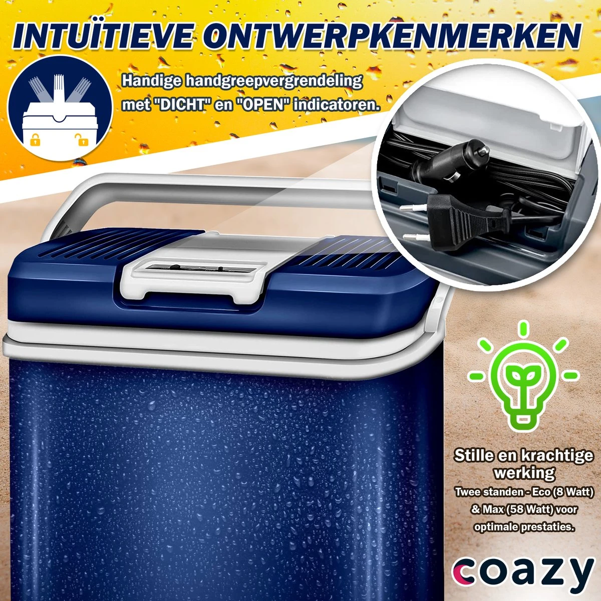 Coazy Koelbox 24L Elektrisch 12v 230 Volt - Met ECO Modus Voor Auto & Camping - Elektrische Frigobox Klein - Verkoelt En Verwarmt - Eco Modus - MiniBar - Electrische Mini Koelkast 2 Coazy Koelbox 24L Elektrisch 12v 230 Volt - Met ECO Modus Voor Auto & Camping - Elektrische Frigobox Klein - Verkoelt En Verwarmt - Eco Modus - MiniBar - Electrische Mini Koelkast - Afbeelding 2