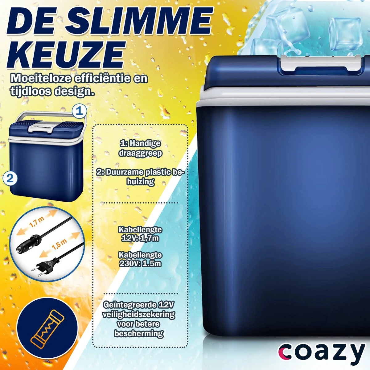 Coazy Koelbox 24L Elektrisch 12v 230 Volt - Met ECO Modus Voor Auto & Camping - Elektrische Frigobox Klein - Verkoelt En Verwarmt - Eco Modus - MiniBar - Electrische Mini Koelkast 3 Coazy Koelbox 24L Elektrisch 12v 230 Volt - Met ECO Modus Voor Auto & Camping - Elektrische Frigobox Klein - Verkoelt En Verwarmt - Eco Modus - MiniBar - Electrische Mini Koelkast - Afbeelding 3
