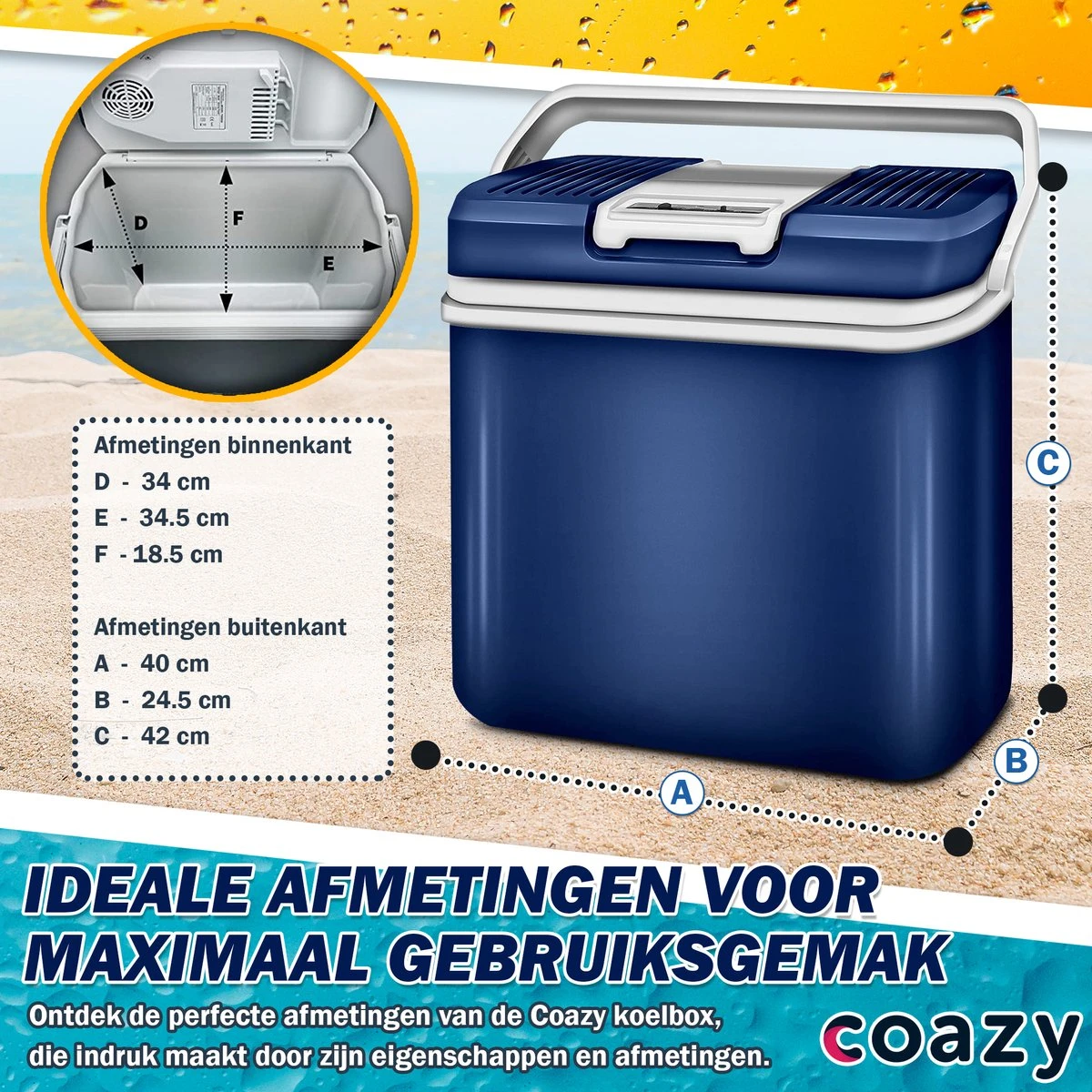 Coazy Koelbox 24L Elektrisch 12v 230 Volt - Met ECO Modus Voor Auto & Camping - Elektrische Frigobox Klein - Verkoelt En Verwarmt - Eco Modus - MiniBar - Electrische Mini Koelkast 5 Coazy Koelbox 24L Elektrisch 12v 230 Volt - Met ECO Modus Voor Auto & Camping - Elektrische Frigobox Klein - Verkoelt En Verwarmt - Eco Modus - MiniBar - Electrische Mini Koelkast - Afbeelding 5