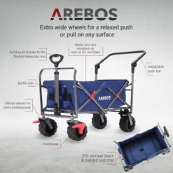 AREBOS Handkar | Transportwagen | Apparatuurwagen | Opvouwbaar | Duwstang| Blauw -Gekoelde Tassen Winkel 1200x1200 628
