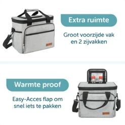 ForDig Koeltas L Grijs (15 Liter) - Gemaakt Van 600D Polyester Met PEVA-Voering - Ruimte Voor 20 Blikjes Of 10 Halve Liter Flessen - Opvouwbaar Koel Tas Met Easy-Acces Flap - Ruimte Voor Bestek - Picknick Cool Bag - Coolerbag - Grote Cooler -Gekoelde Tassen Winkel 1200x1200 64