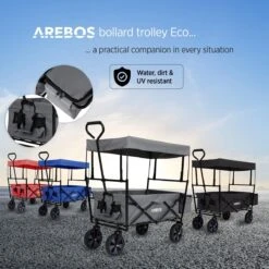 AREBOS Handwagen Vouwbare Dak Handwagen Vouwbare Trolley Uitrustingswagen Grijs -Gekoelde Tassen Winkel 1200x1200 656
