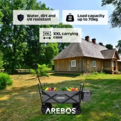 AREBOS Handwagen Vouwbare Dak Handwagen Vouwbare Trolley Uitrustingswagen Grijs -Gekoelde Tassen Winkel 1200x1200 658