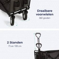 LifeGoods Bolderkar - Opvouwbaar - Draaibare Wielen - 2 Standen - 70KG Draagkracht - Grijs -Gekoelde Tassen Winkel 1200x1200 663