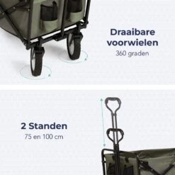 LifeGoods Bolderkar - Opvouwbaar - Draaibare Wielen - 2 Standen - 70KG Draagkracht - Groen -Gekoelde Tassen Winkel 1200x1200 675