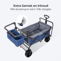 LifeGoods Bolderkar - Opvouwbaar - Tot 120KG - 103L - Extra Draagtas En Duwstang - Wasbaar Polyester - 98x45cm - Blauw/Grijs -Gekoelde Tassen Winkel 1200x1200 683