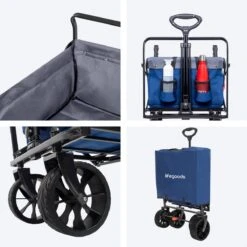 LifeGoods Bolderkar - Opvouwbaar - Tot 120KG - 103L - Extra Draagtas En Duwstang - Wasbaar Polyester - 98x45cm - Blauw/Grijs -Gekoelde Tassen Winkel 1200x1200 688