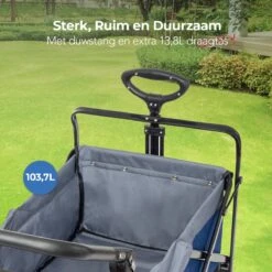 LifeGoods Bolderkar - Opvouwbaar - Tot 120KG - 103L - Extra Draagtas En Duwstang - Wasbaar Polyester - 98x45cm - Blauw/Grijs -Gekoelde Tassen Winkel 1200x1200 689