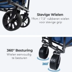 LifeGoods Bolderkar - Opvouwbaar - Tot 120KG - 103L - Extra Draagtas En Duwstang - Wasbaar Polyester - 98x45cm - Blauw/Grijs -Gekoelde Tassen Winkel 1200x1200 691