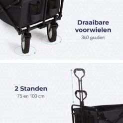 LifeGoods Bolderkar - Opvouwbaar - Draaibare Wielen - 2 Standen - 70KG Draagkracht - Zwart -Gekoelde Tassen Winkel 1200x1200 713