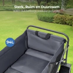 LifeGoods Bolderkar - Opvouwbaar - Tot 80KG - 94L - Wasbaar Polyester - 98x45cm - Zwart/Grijs -Gekoelde Tassen Winkel 1200x1200 723