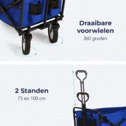 LifeGoods Bolderkar - Opvouwbaar - Draaibare Wielen - 2 Standen - 70KG Draagkracht - Blauw -Gekoelde Tassen Winkel 1200x1200 741