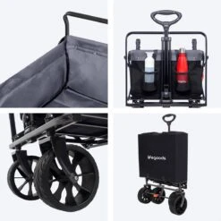 LifeGoods Bolderkar - Opvouwbaar - Tot 120KG - 103L - Extra Draagtas En Duwstang - Wasbaar Polyester - 98x45cm - Zwart/Grijs -Gekoelde Tassen Winkel 1200x1200 769