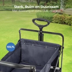 LifeGoods Bolderkar - Opvouwbaar - Tot 120KG - 103L - Extra Draagtas En Duwstang - Wasbaar Polyester - 98x45cm - Zwart/Grijs -Gekoelde Tassen Winkel 1200x1200 771