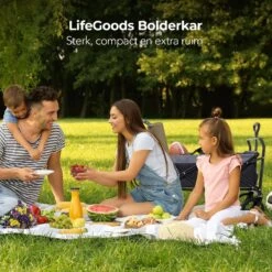 LifeGoods Bolderkar - Opvouwbaar - Tot 120KG - 103L - Extra Draagtas En Duwstang - Wasbaar Polyester - 98x45cm - Zwart/Grijs -Gekoelde Tassen Winkel 1200x1200 772