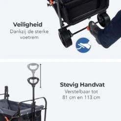 LifeGoods Bolderkar - Opvouwbaar - Tot 120KG - 103L - Extra Draagtas En Duwstang - Wasbaar Polyester - 98x45cm - Zwart/Grijs -Gekoelde Tassen Winkel 1200x1200 773