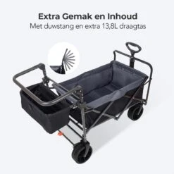 LifeGoods Bolderkar - Opvouwbaar - Tot 120KG - 103L - Extra Draagtas En Duwstang - Wasbaar Polyester - 98x45cm - Zwart/Grijs -Gekoelde Tassen Winkel 1200x1200 774