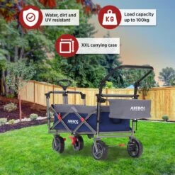 AREBOS Premium Steekwagen Met Dak Opvouwbare Tuinkar Handkar Bolderkar Blauw / Grijs -Gekoelde Tassen Winkel 1200x1200 807