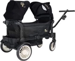 Deryan Luxe Sandy Bolderkar - Duo Buggy - Tandem Buggy - Opvouwbaar - Inklapbare Bolderwagen - Duo Kinderwagen - Zwart -Gekoelde Tassen Winkel 1200x976