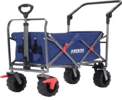 AREBOS Handkar | Transportwagen | Apparatuurwagen | Opvouwbaar | Duwstang| Blauw -Gekoelde Tassen Winkel 1200x988