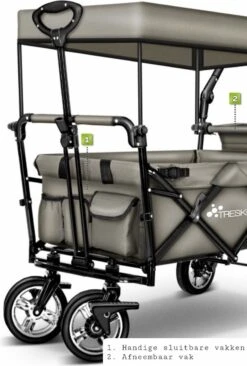 Wildebeest Bolderkar Opvouwbaar Grijs - Bolderwagen Met Kinder Zitje - Bolderkarren - Handkar Grijs - Opvouwbaar Transportwagen - Transportkar - Handkar Tuin Trolley Met Dak Transport Trolley XXL -Gekoelde Tassen Winkel 810x1200 2