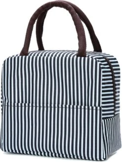Lunch Bag - Zwart/Wit | Koeltas | Polyester / Nylon | 23x15x20 Cm | Fashion Favorite